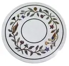 Round Marble Coffee Table Top Border Design Inlay Work White Sofa Side Table