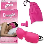 Mack’s Dreamgirl Contoured Sleep Mask – Pink, Comfortable, Adjustable, 2 Strap Eye Mask with Mack’s Dreamgirl Soft Foam Earplugs