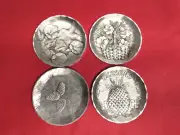 4 Wendell August Aluminum Coasters - Pansy, Pine, Welcome, Hummingbird