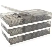 3-Pk Under-Bed Storage Box w Wheels, Stackable, Shoe / Clothing Storage, Gray