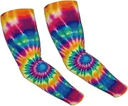[FHEDVBN] Tie Dye Pattern Arm Sleeves Compression Arm Covers for Men Women Outdoor Sun Sleeves Cooling Sports Sleeve, Black
