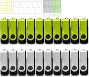 4GB USB Flash Drive Bulk Thumb Drive 20 Pack, Nicepicten Bulk USB 2.0 Flash Drive Pack Memoria USB Memory Stick Jump Drive Swivel Pen Drive with Lanyard & Label, 4GB Zip Drive 20PCS (Green, Sliver)