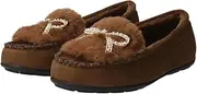 Bridget Birkin(ブリジットバーキン) 541632 Women's Shearling Shoes with Sparkling Ribbon Moccasins, Brown (Oak) Suede, 22.5 cm