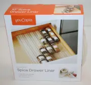 YouCopia 10" SpiceLiner Spice Drawer Liner Holds 30+ Spice Bottles Foam Roll NEW