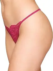 [Dreamgirl] Womens Lace Open-Crotch G-String Hosiery, Red, Small US, Red, Small