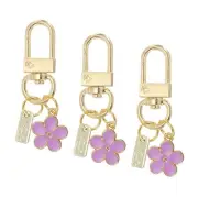 Flower Keychain, 3 Pcs Enameled Charm Cute Personalized Key Ring, Purple