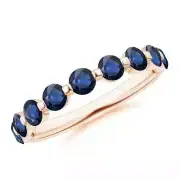 ANGARA 1.26 Ct Round Sapphire Semi Eternity Wedding Ring for Her in 14K Gold