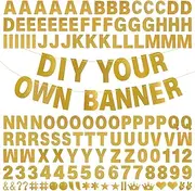 Dqwtb 132Pcs DIY Letter Banner Customizable Glitter Banner Kit Custom Birthday Personalized Hanging Banner 22 Symbols 107 Letters 3 Accessories for Wedding Baby Shower Party Graduation
