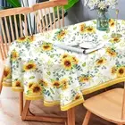 Oval Sunflower Tablecloth,Yellow Sunflower Fabric Tablecloth 54 X 72,Wrinkle Res