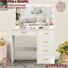 White Dressing Table Large Hollywood Mirror with 11 LED Bulbs Vanity Makeup Desk