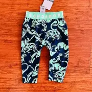 Bonds Navy Blue Green Dinosaur T-Rex Triceratops Stretchies Leggings BNWT Sz 00