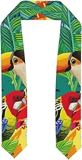 [VPPUR] Tropical Birds And Plant Leaf Print Unisex Adult Graduation Stole Class Of 2024 Shawl Stole Class Celebrations Events