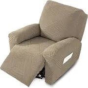[NORTHERN BROTHERS] Recliner Chair Covers - Lazy Boy Recliner Covers That Stay in Place, 4 Pieces Reclining Chair Cover Recliner Slipcovers 1 Seater, Khaki