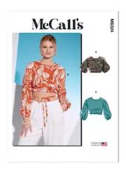 McCall's Sewing Pattern M8324 Misses Tops Open Back Crop Tops Sizes 16-24 UNCUT