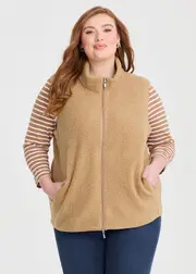 [Taking Shape] Taking Shape Teddy Vest Size 12 in Camel - Plus Size Women's Clothing Camel