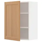 METOD wall cabinet with shelves, white/Vedhamn oak, 60x37x80 cm