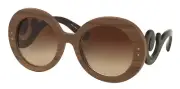 New PRADA SPR27R IAM-6S1 55mm Brown Wood Baroque Sunglasses Italy