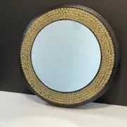 9 Inch Gold Mandala Mirror - Hand Painted Wall Mirror - Round - Circle