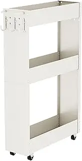 Slim Storage Cart,Ultra Thin Rolling Storage Cart,3-4 Tiers Slide Out Slim,Iron Spice Rack Next to Fridge,for Entryway, Hallway(White,69x13x42.5cm)
