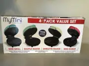 My Mini Waffle Grill Donut & Omelette Makers 4 Pack Value Set New Dorm Cooking