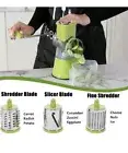3-in-1 Manual Rotary Food Processor - Juicer, Grinder, Slicer, Shredder, Grater