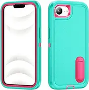 Nexue Case for iPhone 11 Pro,Heavy Duty Shockproof Drop Protection Military Grade Rugged Cell Phone Cover with Built-in Invisible Kickstand,Mint+Hot Pink