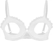 [GRRKDFQ] Women Lingerie Open Cup Bra Tops Adjustable Straps Hollow Out Lace Brassiere Underwear