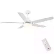YUHAO 48 in. Indoor Integrated LED Matte White Ceiling Fan with Light Kit