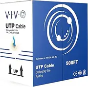 VIVO 500ft Bulk Cat5e Wire, CCA Ethernet Cable, 24 AWG, UTP Pull Box, LAN Network, Blue, CABLE-V002B