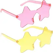 [COMPUKAS] 2pcs Decorative Star Sunglasses for Toddlers Frameless Candy Color Beach Party Eyewear Durable Stylish Sun Glasses for Travel Shopping and Daily Wear