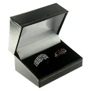 Black Faux Leather Engagement Double Ring Box Display Jewelry Gift Boxes 1 Dozen
