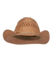MG Womens Straw Outback Toyo Cowboy Hat, Brown