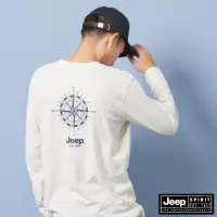 在飛比找momo購物網優惠-【JEEP】男裝 指南針圖騰印花休閒長袖T恤(白色)