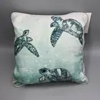 Coastal Collection Beaded Sea Turtles Accent Pillow Beach Ocean Decor Blue Green