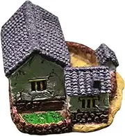 Cabilock Thatched House Model Vintage Decor Mini Village Houses Tiny Houses Miniature Fairy Garden Fairy Houses for Outside Micro Stone House Landscape House Craft Miniature House Resin