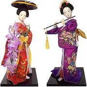 12" Kimono Geisha Doll, Japanese Kimono Doll Geisha Figurine Ornaments Gift Art Craft Collection/Gift,#04,2pcs/4202 (Color : #23, Size : 2pcs)