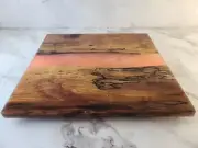 Silver Maple - Live Edge - Spalted - Orange Cream Epoxy River Serving Board