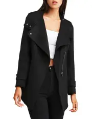 [Belle & Bloom] Bad Girl Black Wool Blend Moto Coat