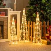 CostwayXmas Decorative Conic Tree Set with 90 Warm White LED Lights