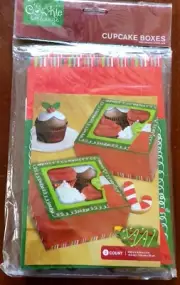 Cookie Exchange 3 Count Cupcake Boxes Santa Christmas Holiday with Window New