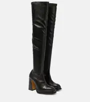 [Souliers Martinez] Souliers Martinez Velvet 100 faux leather over-the-knee boots AU 5 black