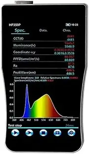 HP350 Handheld Spectral Illuminance Meter Color Analysis Tester Spectrometer with Wavelength 380-780nm for Home, Plant Growth Lab