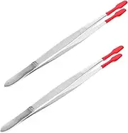 LIFKICH 2 Pcs Stainless Steel Stamp Tweezers with Lightweight Philately Collector Tool for Stamps Coins and Delicate Objects