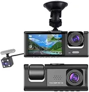 Blelsa 1080P Dvr Dash Camera Front & Inside & Rear Camera Driving Recorder 2 Inch Screen Dashcam Support Night-Vision Loop Recording One-Key Lock WiFi Version Black WiFi Connection