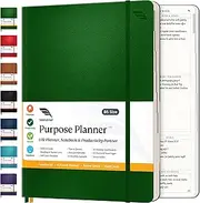 Purpose Planner Notebook B5 7.5”x9.8” Undated Daily Planner 2024-2025 Daily Weekly and Monthly Productivity Goal Setting Tool for Work Home ADHD Planner for Adults Self Care Journal (Green Hardcover)