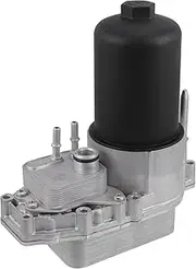 X AUTOHAUX No.LR009570 Engine Oil Cooler Oil Filter Housing Adapter Assembly with O-ring Seals for Land Rover LR4 LR3 / Front Transmission Oil Heat Exchanger/Upgraded Aluminum Alloy / 1 Pcs