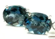 LONDON BLUE TOPAZ Sterling Silver Threader Earrings -Handmade • SE003