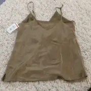 Socialite Smoothe Satin V-Neck Camisole in olive capers green. Size Small NWT.