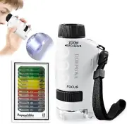 Kids Mini Portable Microscop with LED Light+Specimens,60X-120X Pocket Microscope
