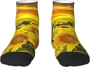 [JEJEA] Sunflower Pattern1 print Men's Athletic Cushioned Crew Socks Crew Training Athletic Socks Men and Women for Sports